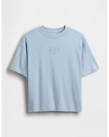 Tricou supradimensionat cu imprimeu logo, Albastru pastel