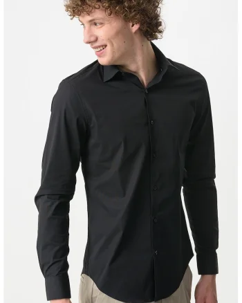 Camasa slim fit din amestec de bumbac, Negru