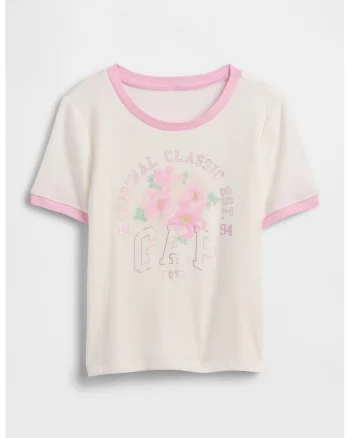 Tricou din bumbac cu imprimeu, Alb murdar/Roz