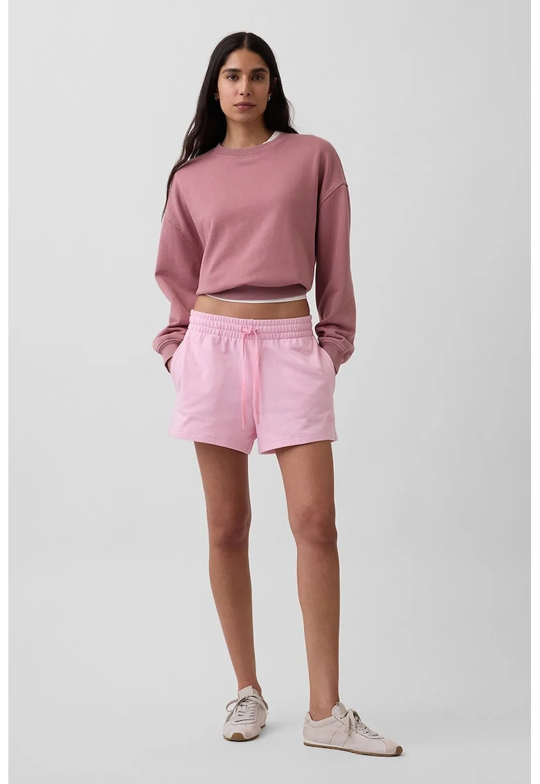 Pantaloni scurti din amestec de bumbac cu logo, Roz deschis