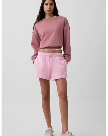 Pantaloni scurti din amestec de bumbac cu logo, Roz deschis