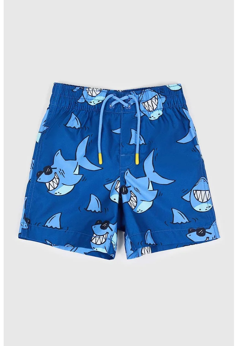 Pantaloni scurti de baie cu model rechin, Albastru petrol