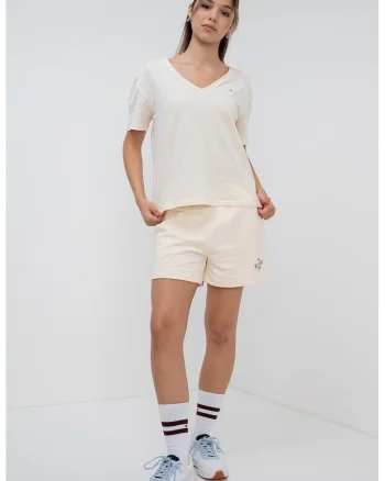 Tricou lejer cu decolteu in V, Galben pal