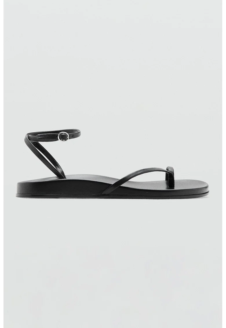 Sandale din piele cu barete, Negru