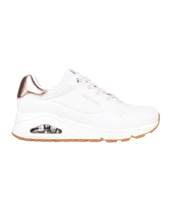 Pantofi sport de piele ecologica Uno Shimmer Away, Alb