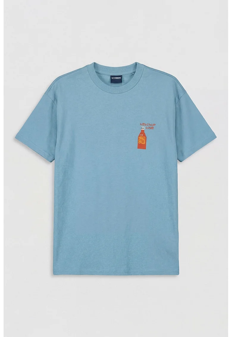 Tricou lejer cu decolteu la baza gatului, Albastru lavanda/Caramiziu/Ocru