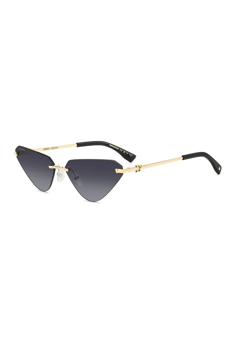 Ochelari de soare cat-eye cu lentile in degrade, Auriu/Gri inchis
