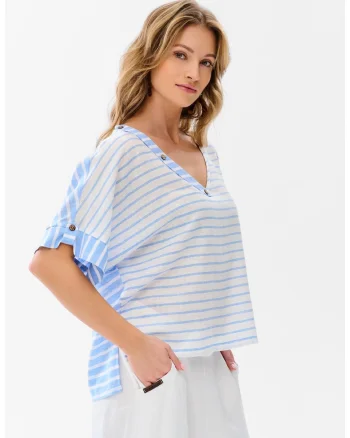 Bluza lejera din amestec de in in dungi