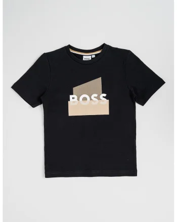 Tricou cu imprimeu logo, Negru/Maro deschis