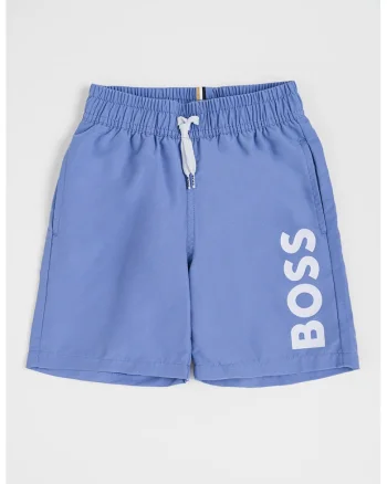 Pantaloni scurti de baie cu logo, Albastru azur