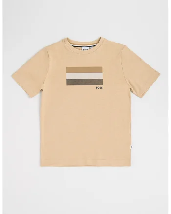 Tricou de bumbac cu imprimeu, Alb/Bej inchis