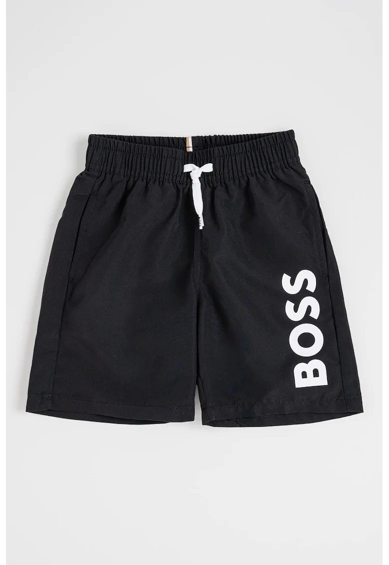 Pantaloni scurti de baie cu logo, Negru carbon