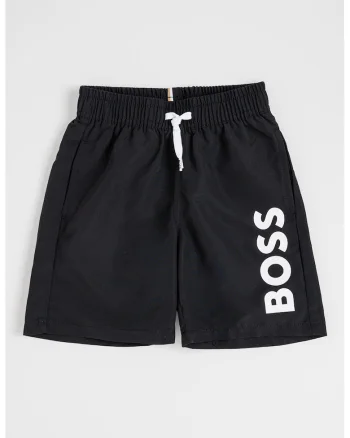 Pantaloni scurti de baie cu logo, Negru carbon