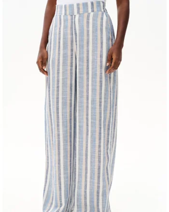 Pantaloni cu croiala ampla si model in dungi Serena