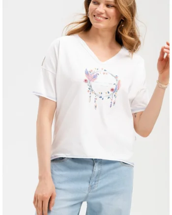 Bluza cu broderie si imprimeu