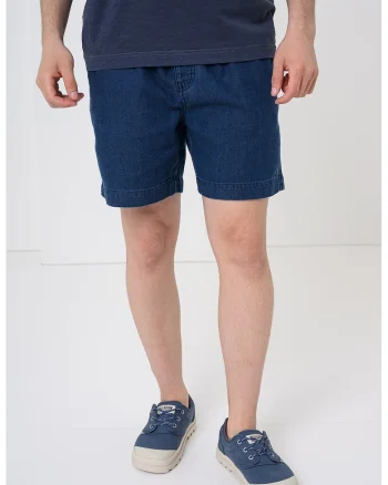 Bermude din denim cu snur, Bleumarin