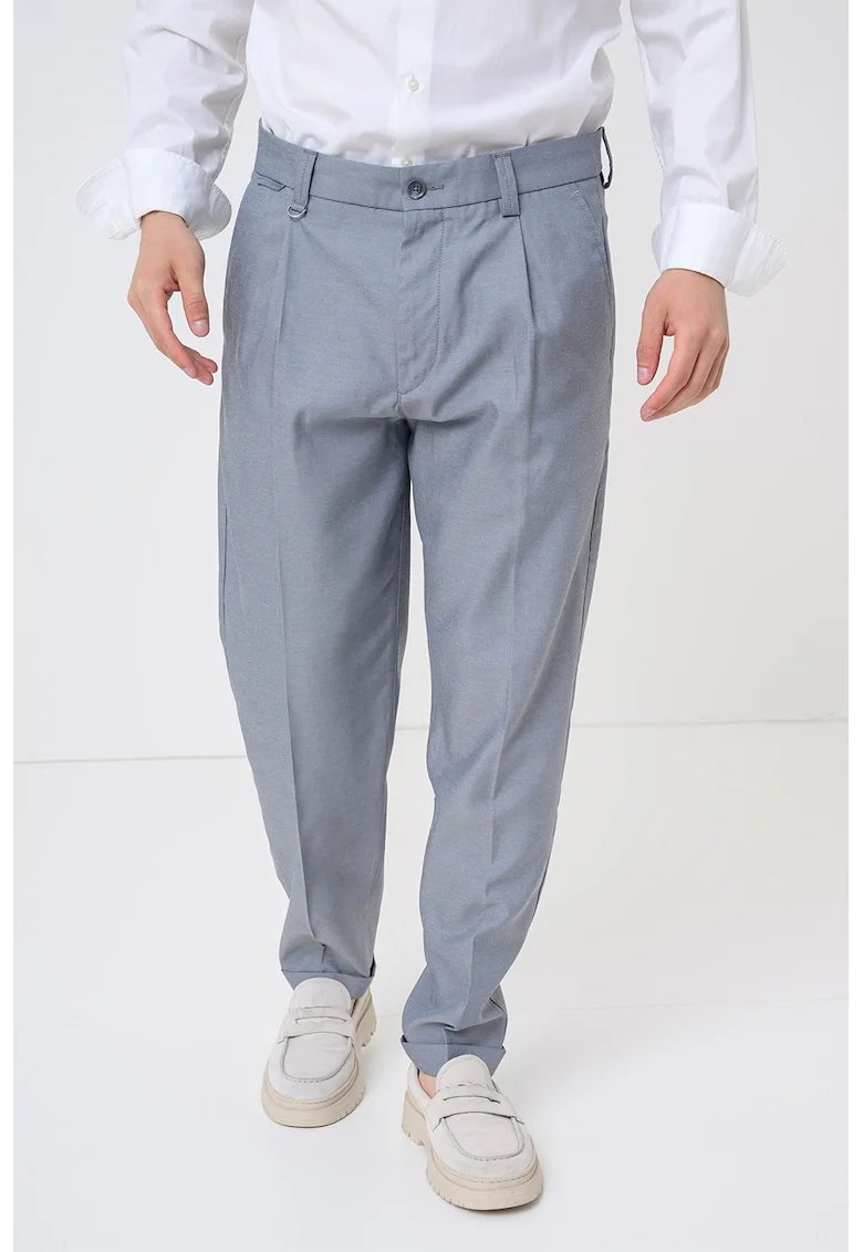 Pantaloni conici din amestec de in Kerin, Albastru prafuit