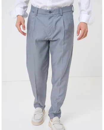 Pantaloni conici din amestec de in Kerin, Albastru prafuit