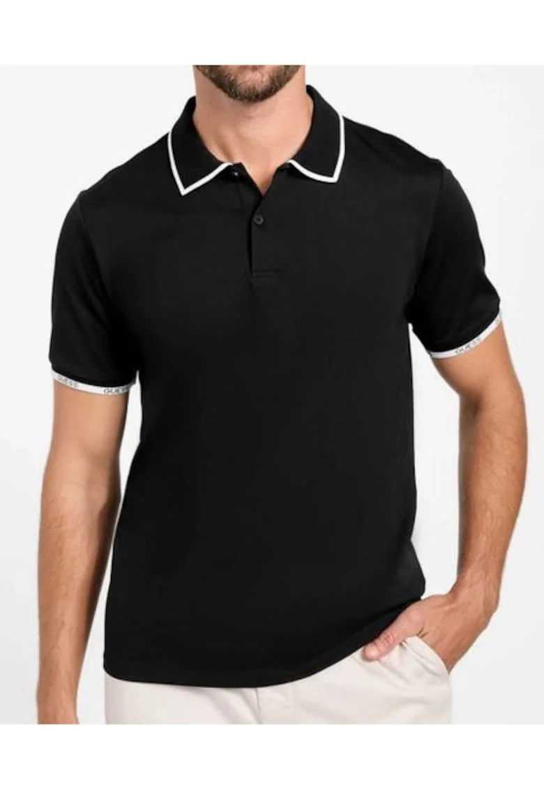 Tricou polo slim fit cu detalii contrastante