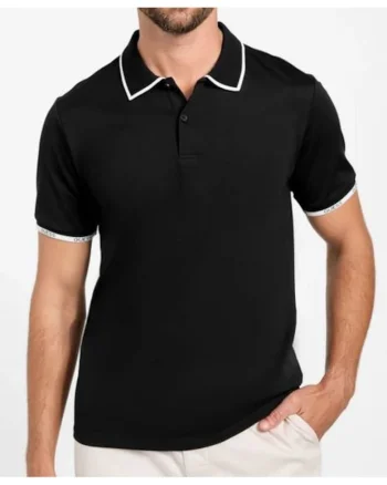 Tricou polo slim fit cu detalii contrastante