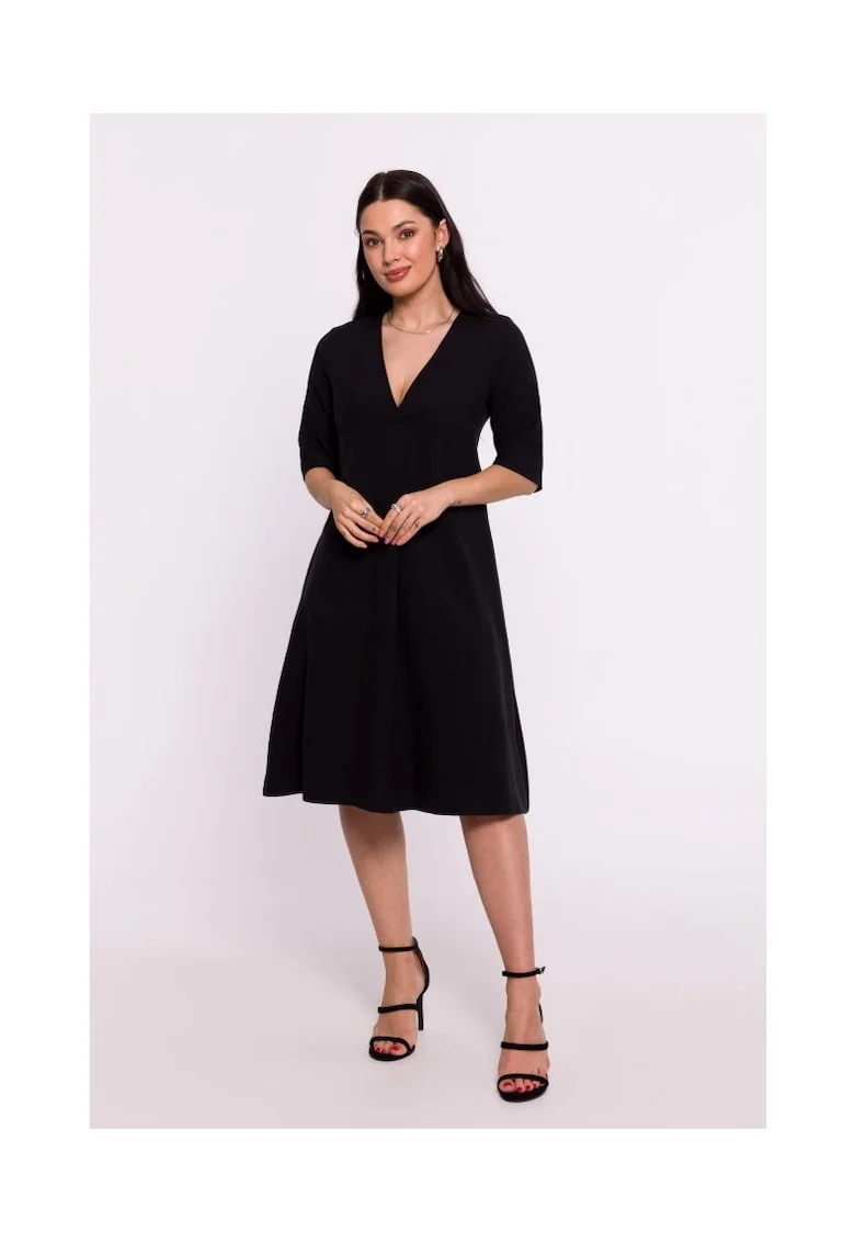 Rochie trapez cu decolteu in V,