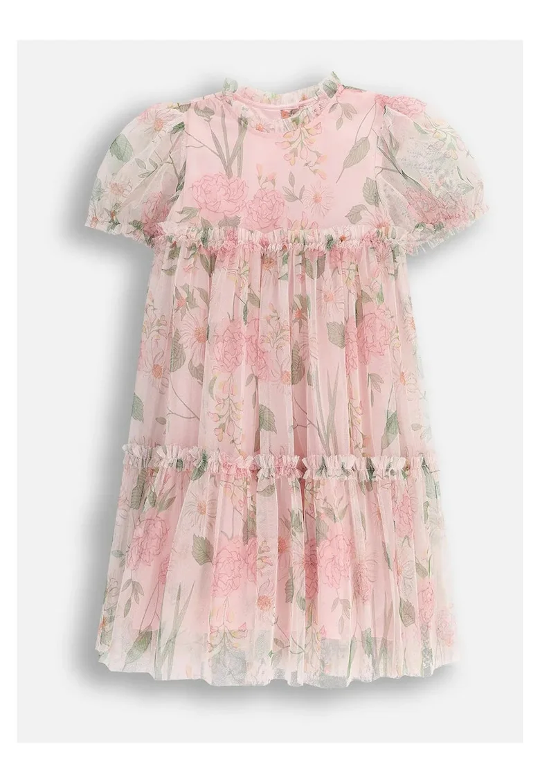 Rochie elegantă din tul, Roz pastel