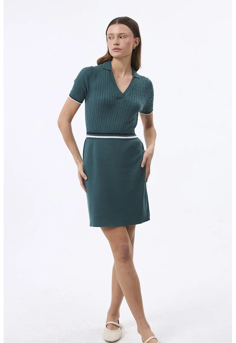 Rochie scurta din amestec de bumbac, Verde persan