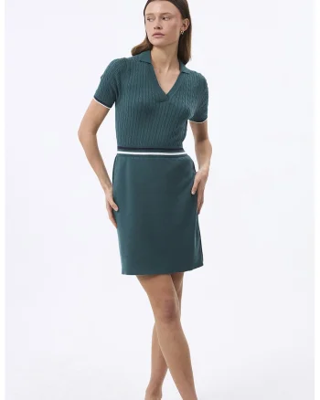 Rochie scurta din amestec de bumbac, Verde persan