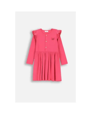 Rochie striata cu maneca lunga si patch, Rosu,