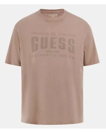 Tricou din amestec de bumbac cu imprimeu logo si decolteu la baza gatului