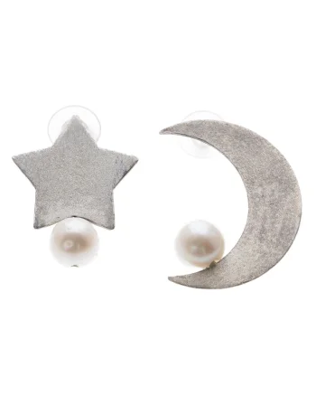 Cercei din argint cu perle, Crescent, Produsul este livrat in ambalaj personalizat.