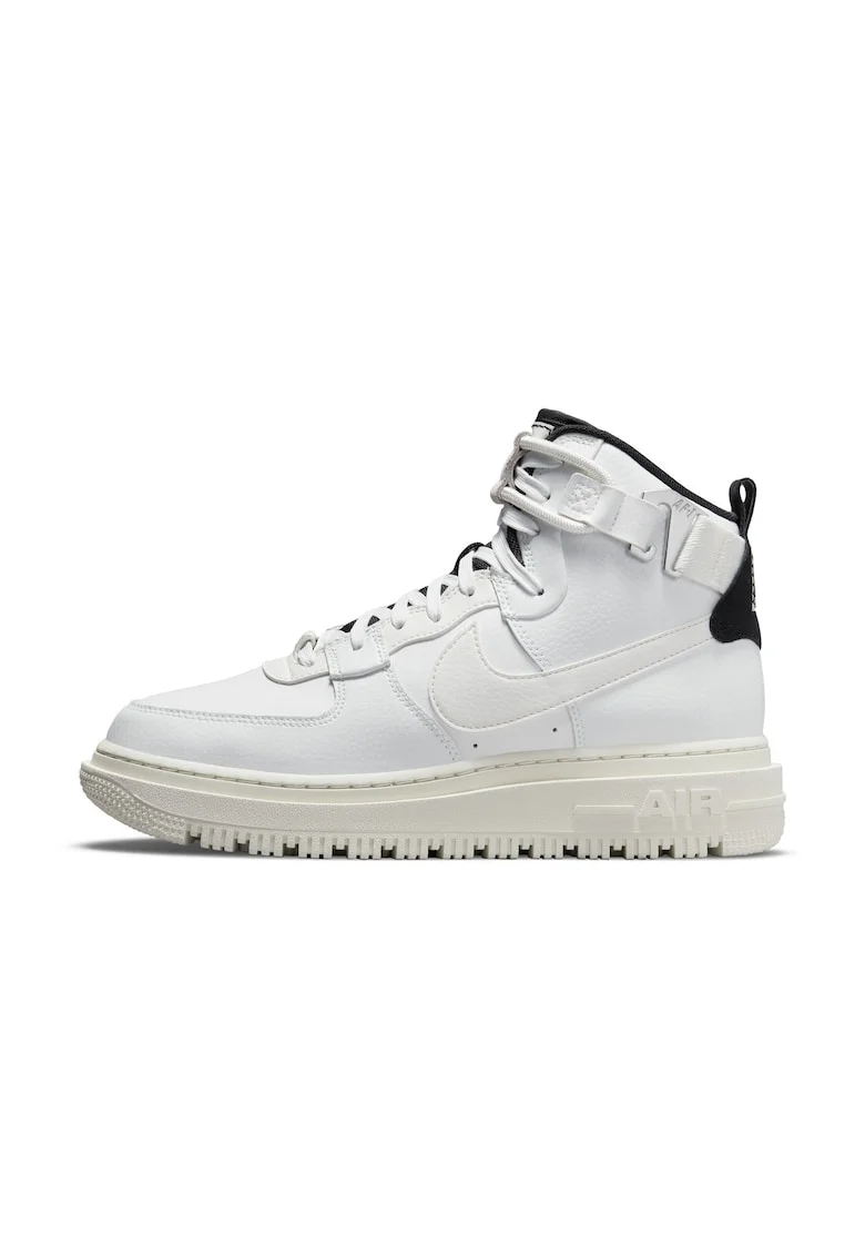 Pantofi sport high-top Air Force 1 de piele si piele ecologica, Alb