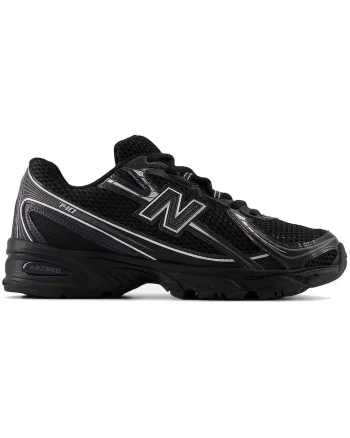 Pantofi sport 740 din piele ecologica cu garnituri din material textil, Black Grain