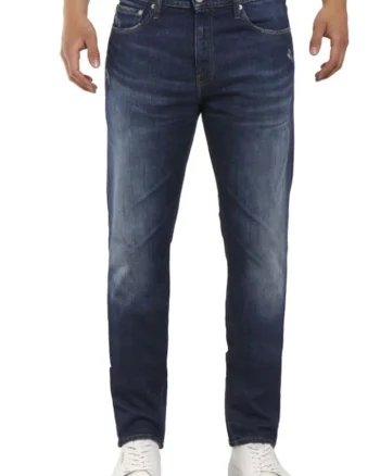Blugi slim fit cu aspect usor decolorat