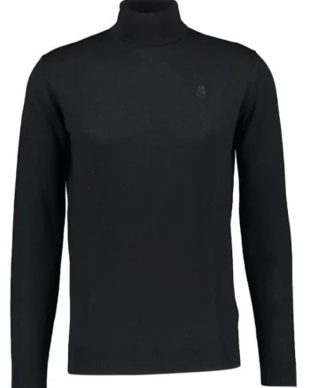 Pulover slim fit din lana cu guler inalt,