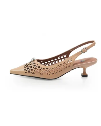 Pantofi Decupati  261111 din piele naturala, Bej