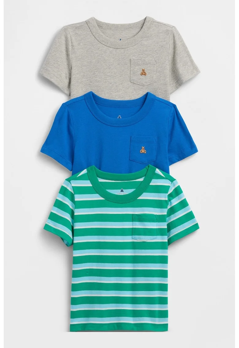 Set de tricouri din bumbac - 3 piese, Multicolor