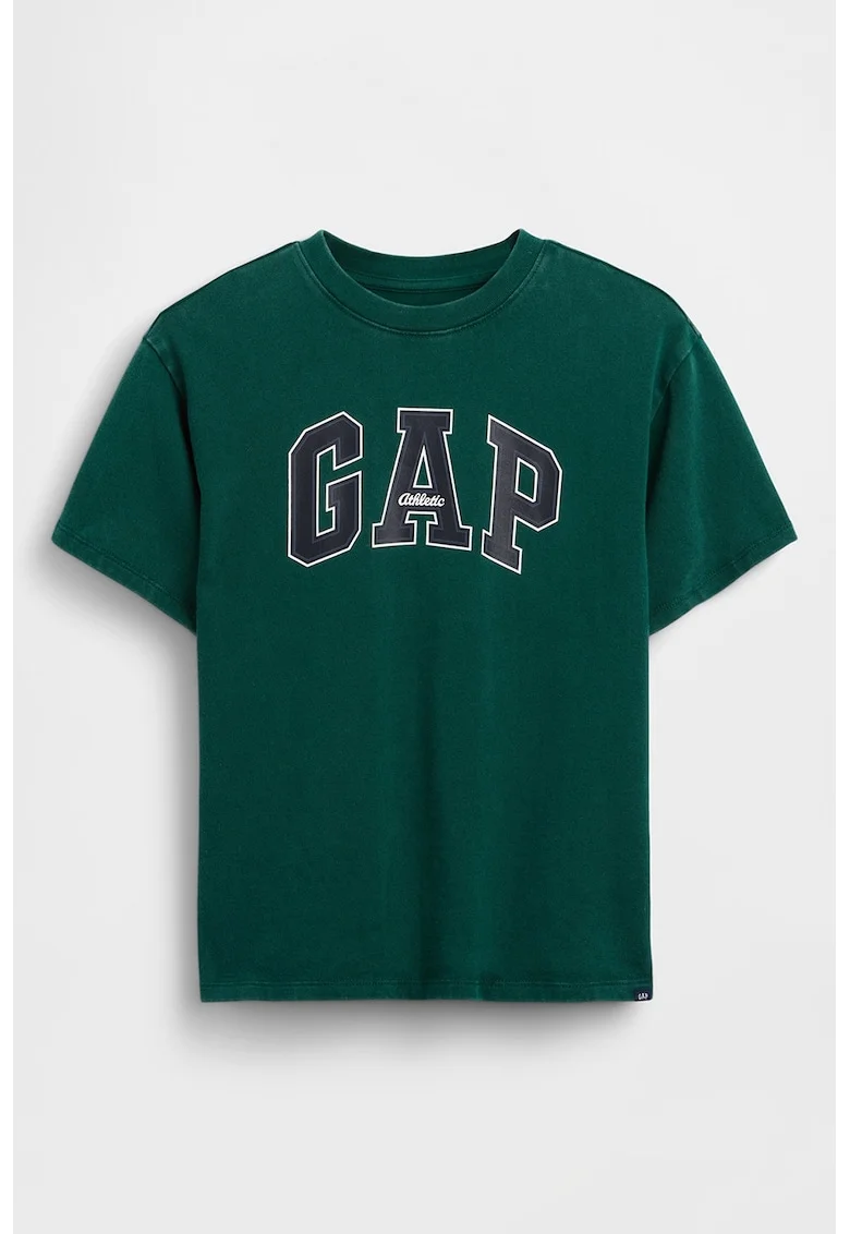 Tricou din bumbac cu imprimeu logo, Verde englez