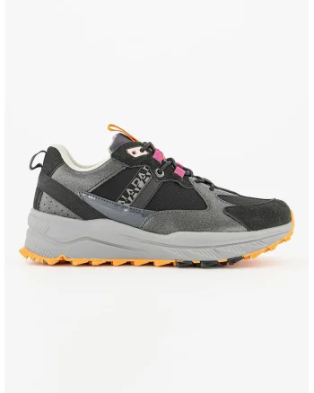 Pantofi sport cu insertii de piele intoarsa Vertic Trail, Negru/Fucsia/Gri inchis