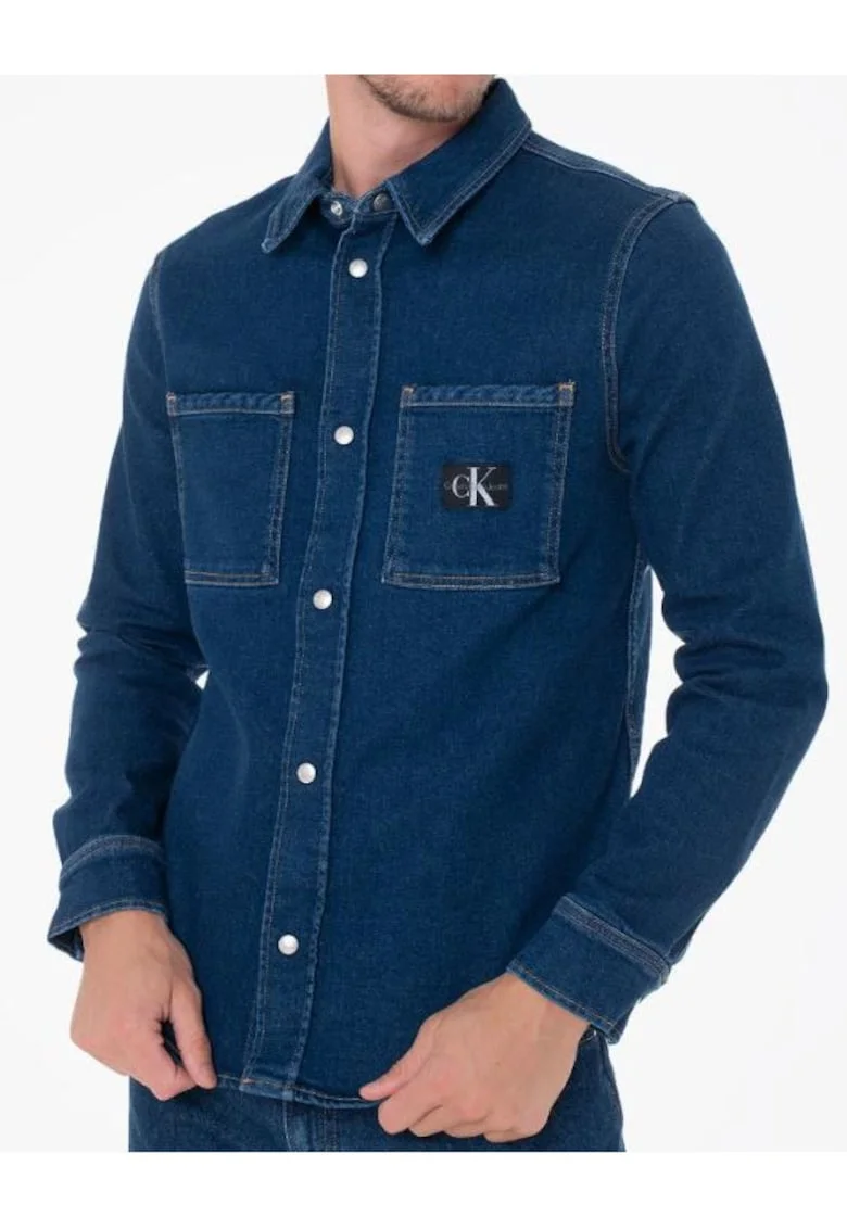 Camasa din denim cu buzunare pe piept,