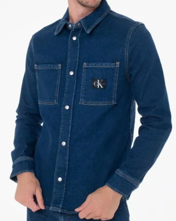 Camasa din denim cu buzunare pe piept,