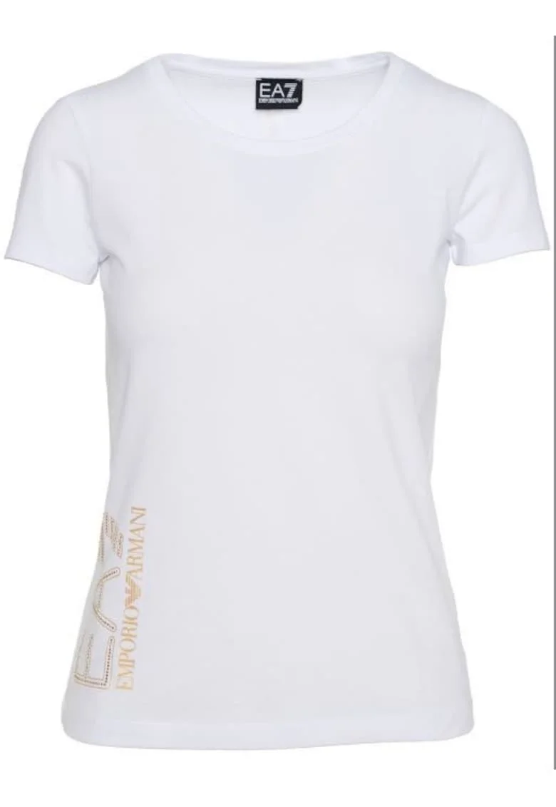 Tricou cu decolteu la baza gatului si logo,