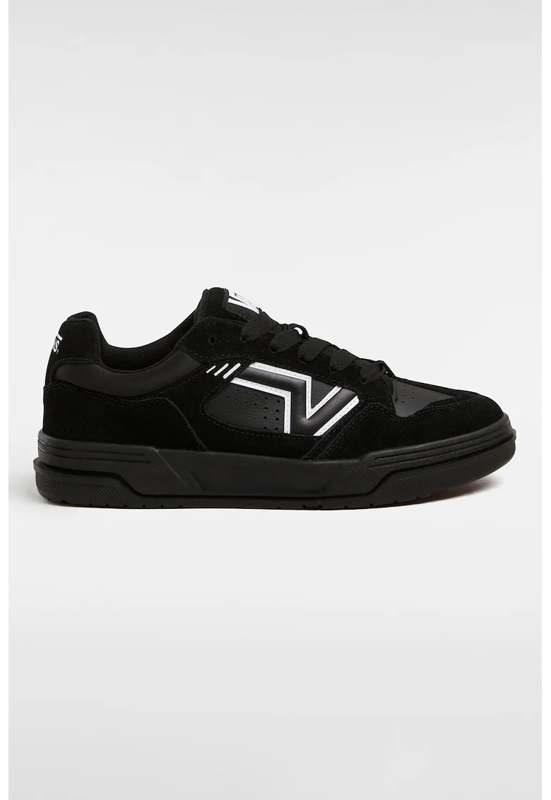 Pantofi sport unisex de piele si piele intoarsa Upland, Negru/Alb optic