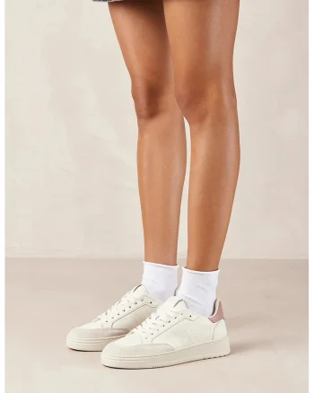 Pantofi sport low-cut de piele cu insertii de piele intoarsa, Gri deschis/Alb murdar/Roz prafuit