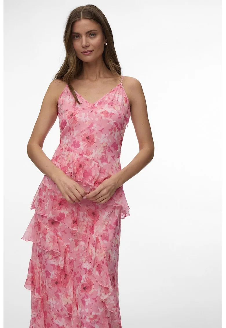 Rochie cu volane Smilla, Roz bombon