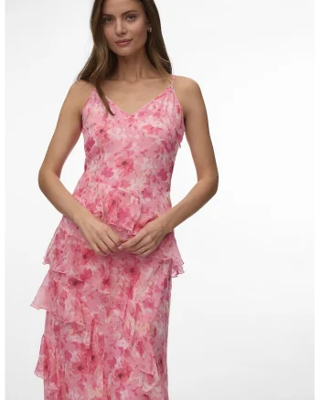 Rochie cu volane Smilla, Roz bombon