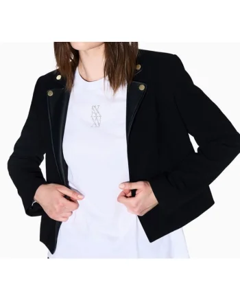 Bluza din bumbac uni cu decolteu la baza gatului