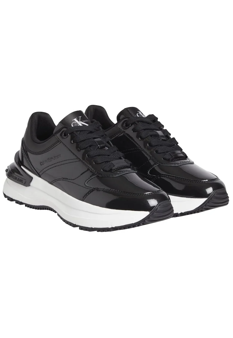 tenisi din piele laciuta cu talpa wedge,