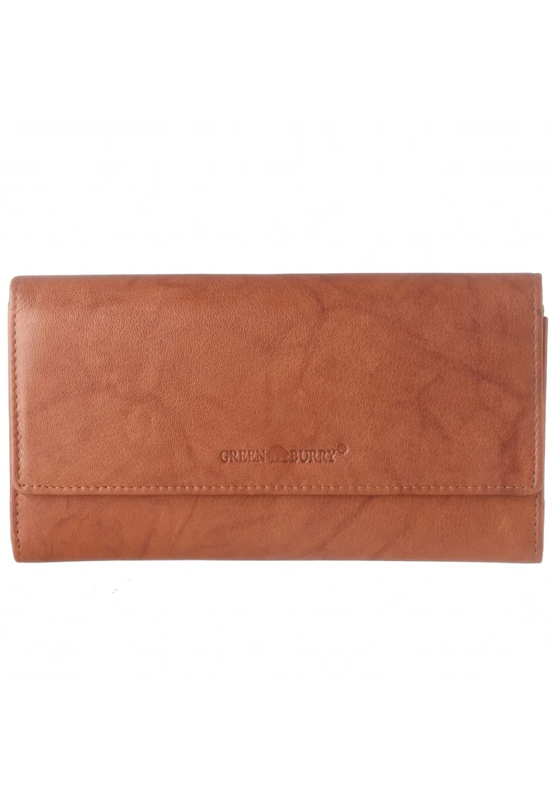 Portofel dama piele naturala 19 x 10 x 2.5 cm, Basic,, Coniac