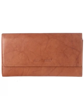Portofel dama piele naturala 19 x 10 x 2.5 cm, Basic,, Coniac